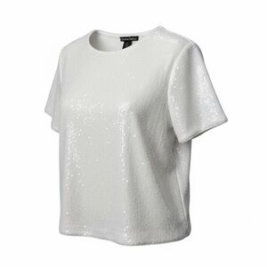 Christian Lacroix White Sequin Short Sleeve Top | Party Disco Y2K Luxe